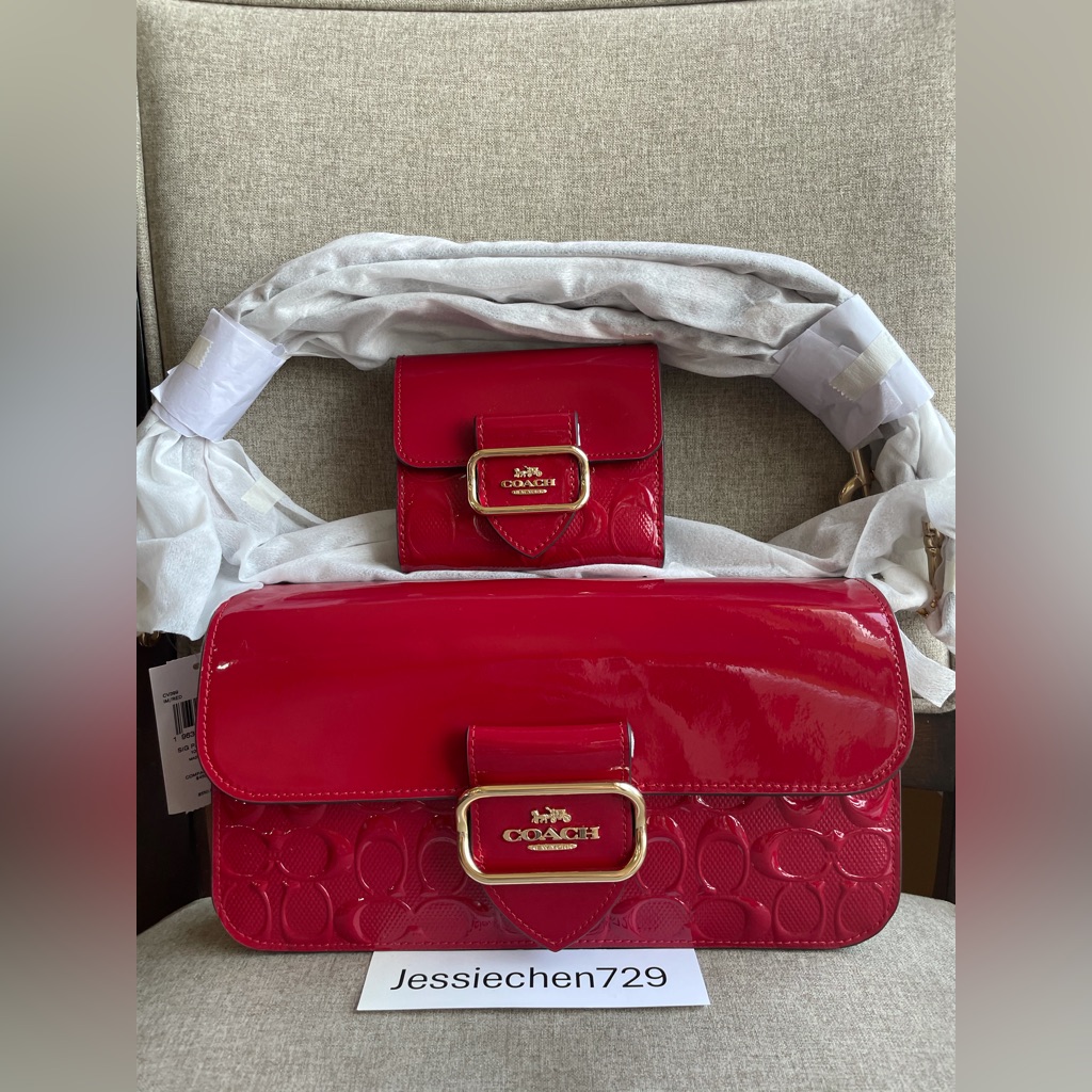 Nwt2 Pcs Coach Morgan Shoulder Bag In Signature Leathercv399and Walletcv416